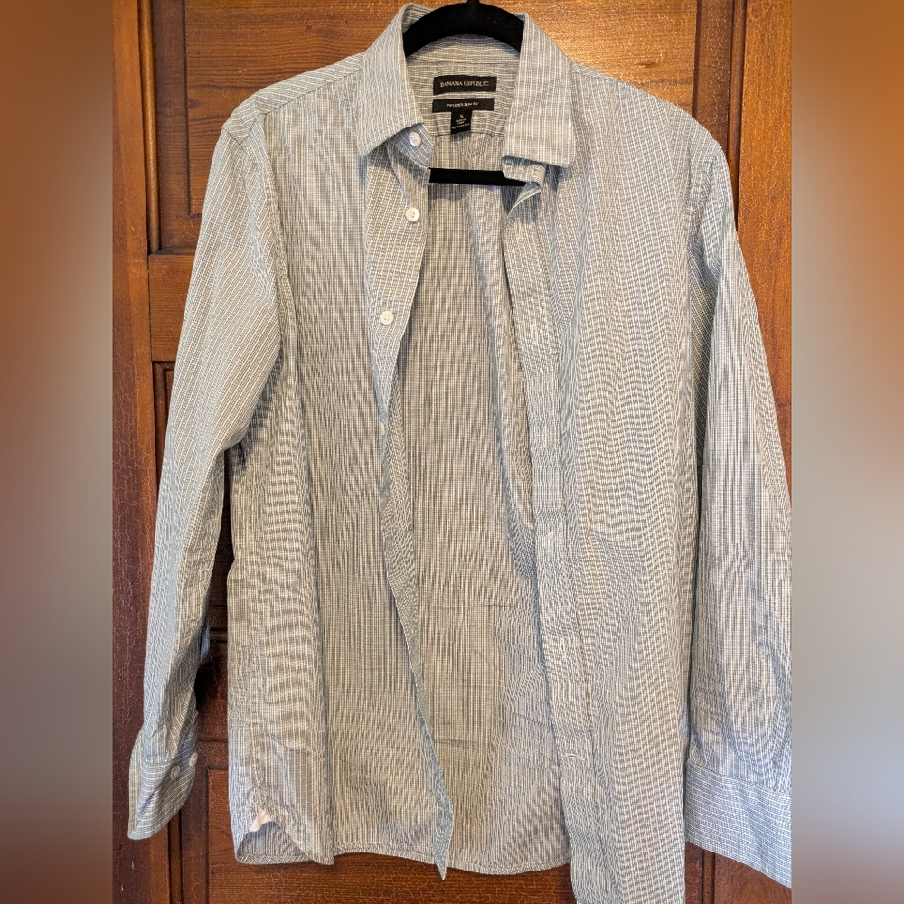 Green Plaid Banana Republic Tailored Slim Cut Dress Shirt Small